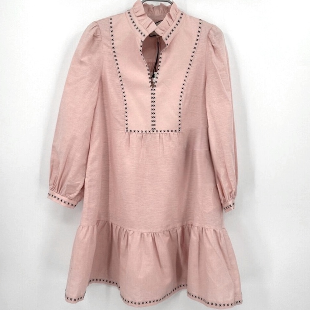 TUCKERNUCK Bermuda Pink Palmerston Mini Puff Sleeve Dress Bermuda Pink Sz. XS - Picture 14 of 16